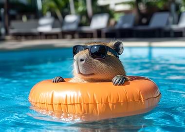 Capybara in Pool