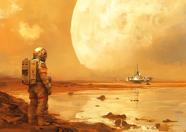 Astronaut on Titan moon of Saturn