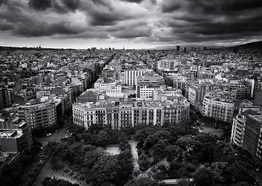 Barcelona Black And White Cityscape