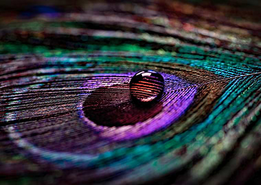 Waterdrop on Peacock Feather