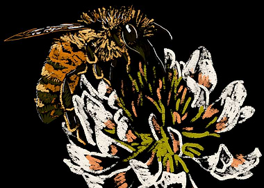 'Honey Bee on a Clover' Jamie's Hand-Drawn Honey Bee Collection