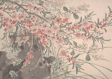 Pink Blossom Branch Painting