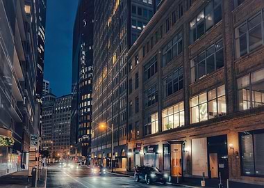 Nighttime City Street