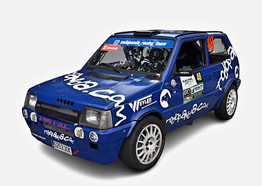 Blue Fiat Panda Rally Car