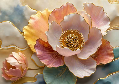 Gold-Trimmed Flower Art