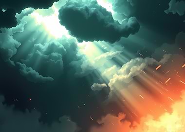 Celestial Light Through Clouds