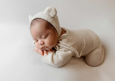 Sleeping Newborn in Bear Hat