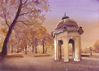 ECU Cupola Greenville NC Watercolor Gazebo in Park
