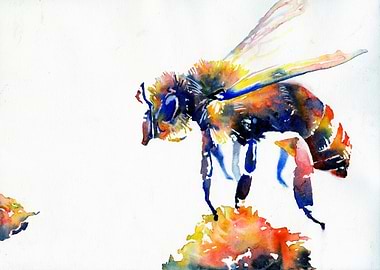 Watercolor Bee Painting