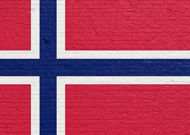 Norwegian Flag on Brick Wall