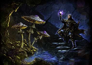 Fantasy Mage with Mushrooms