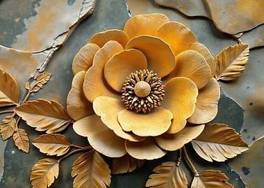 Golden Flower Wall Art