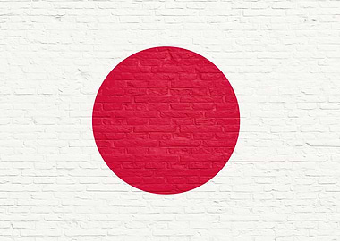 Japan - Japanese Flag on Brick Wall