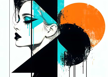 Abstract Woman with Geometric Shapes