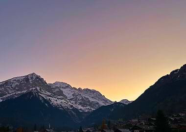 Beautiful Mountain Sunset in Champery Switzerland