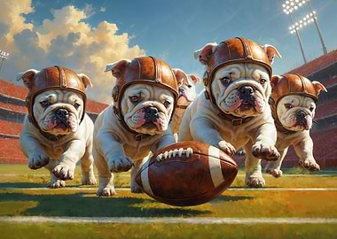 Vintage Football Bulldog Pups Style