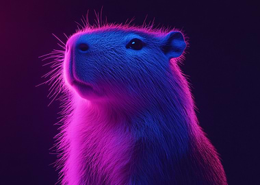 Capybara in Neon Lights