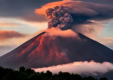 Volcanic Eruption at Sunset