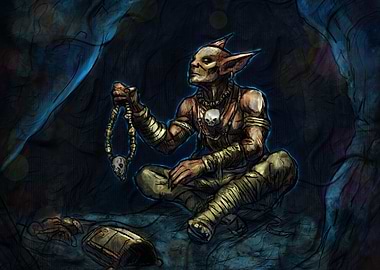 Goblin Shaman with Skull Necklace