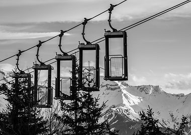 Ski Lift in Mountains