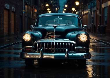 Classic Car in the Rain
