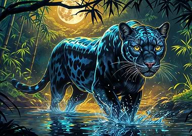 Black Panther in Moonlight