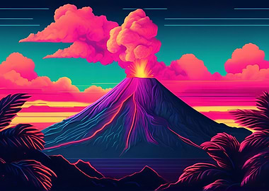 Volcano Eruption Sunset
