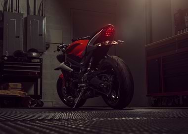 Red Sportbike in Garage