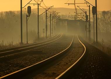 Train Tracks in Fog