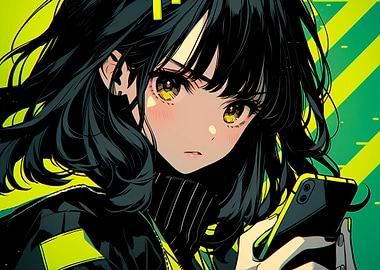 Anime Girl with Phone