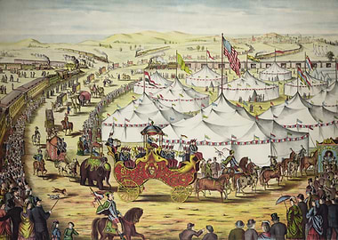 STK501555A-Circus Parade & Tents, circa 1874.