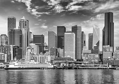 Seattle Downtown Monochrome