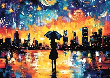 Cityscape with Umbrella