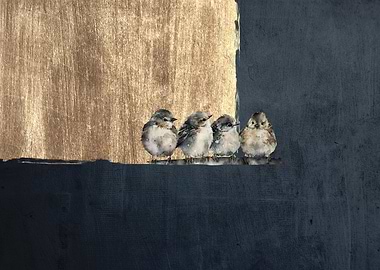 Four Birds on a Branch