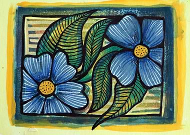 Blue Flowers and Green Leaves