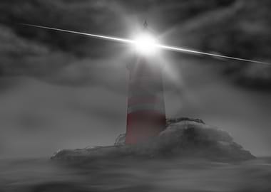 Lighthouse in Fog