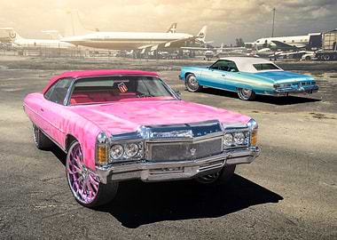 Pink and Blue Classic Cars