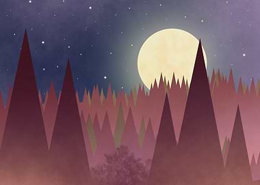 Night Forest Landscape