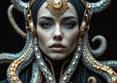 Woman with Octopus Headpiece