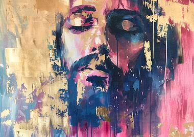 Abstract Portrait in Gold and Blue