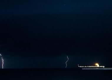 Lightning Strike Over Ship