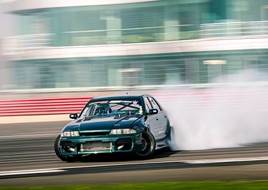 Green Nissan Skyline R33 Drift Car