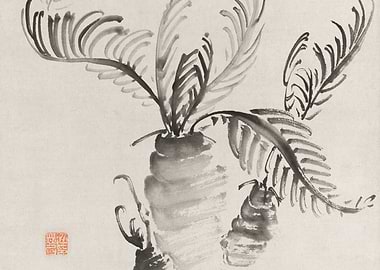 Ink Wash Painting of Plants