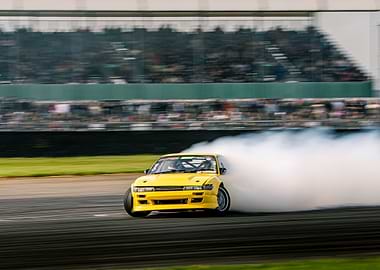 Yellow Nissan Silvia S13 Drift