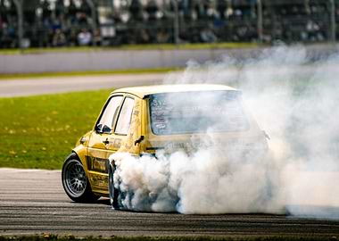 Drifting Yellow Volkswagen Golf MK1