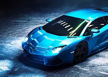Blue Lamborghini Aventador