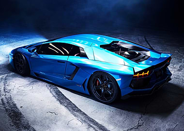 Blue Lamborghini Aventador