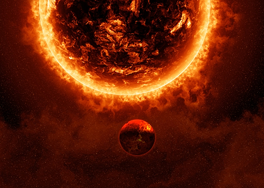 Fiery Planet in Space