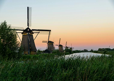 Kinderdijk Windmills at Sunset