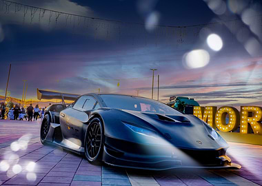 Black Sports Car at Dusk